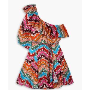 Rhode Ozzie one-sleeve belted striped cotton-poplin mini dress, Size x-small